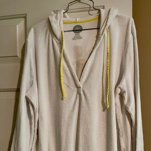 Life is Good vintage swimsuit terry cover up with “Here Comes the Sun” logo.